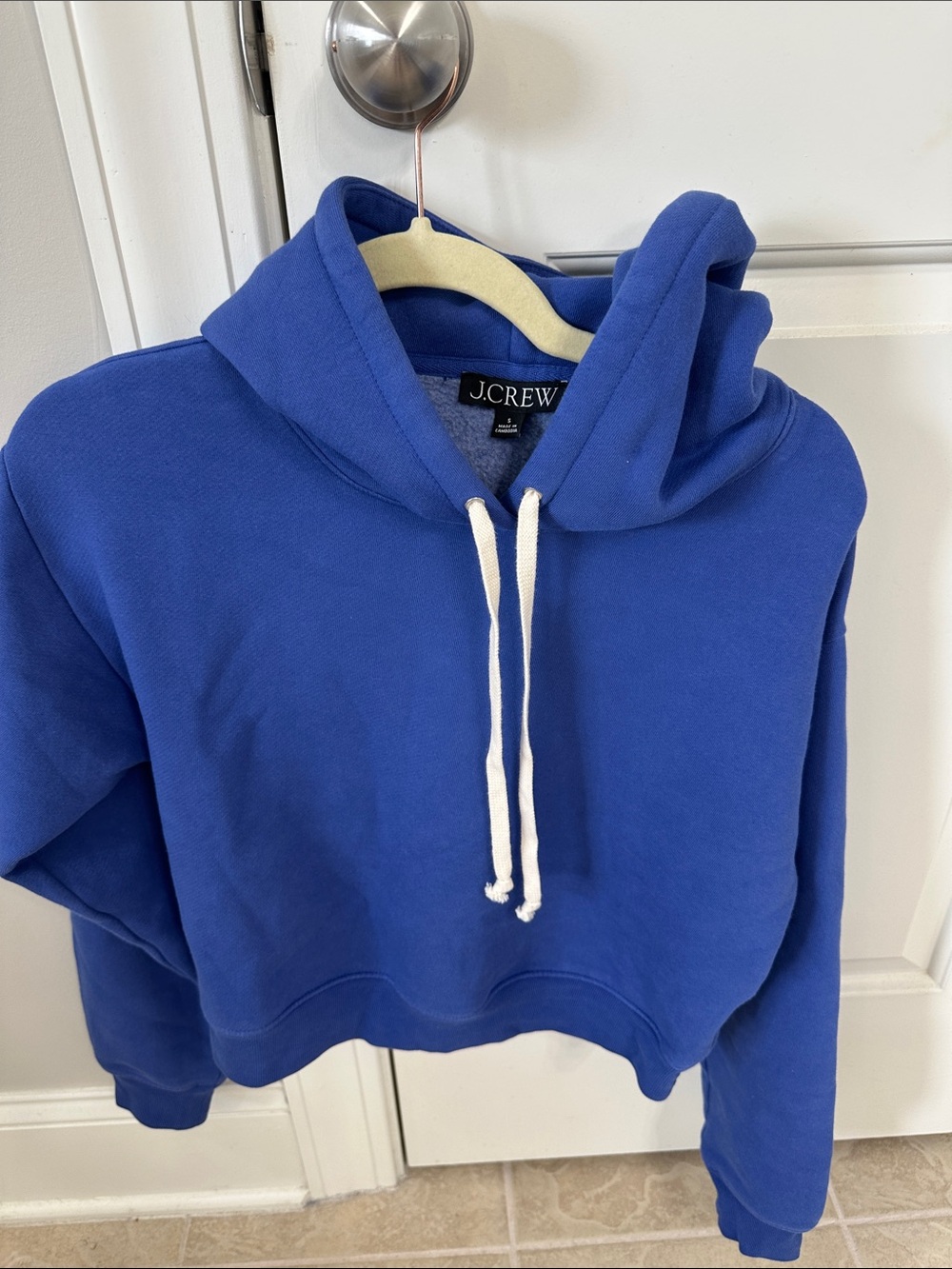 J. Crew Blue Cropped Hoodie Sweatshirt